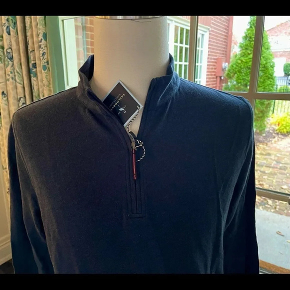 TaylorByrds  Mens Navy Blue 100% Cotton 1/4 Zip Pullover Size M - Picture 2 of 12